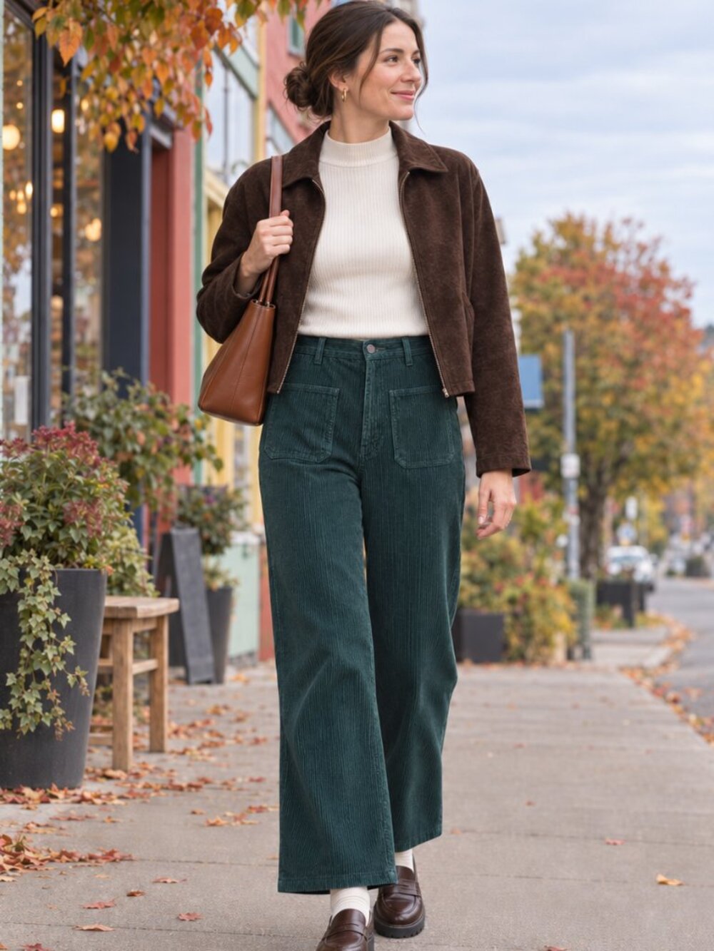Reformation Alyssa Forest Green Corduroy High Rise Wide Leg Pants Size 30 Cotton